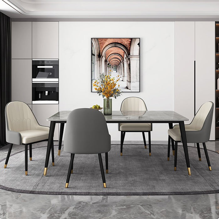 Gray Sintered Stone Dining Table Traditional Luxury Dining Table with 4 Legs Clearhalo 'Dining Tables & Seating' 'Dining Tables' 'dining_table' 'furn' 'furn_dining_table' 'Furniture' 'Kitchen & Dining Furniture' 5225842