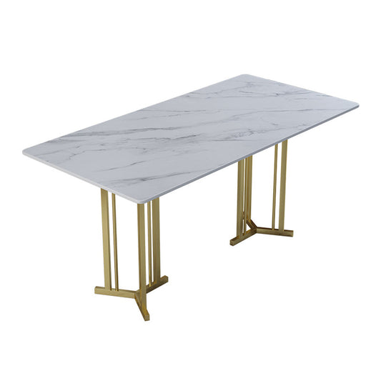 Sintered Stone Dining Table Traditional Luxury Home Use Table with Gold Frame 47.2"L x 23.6"W x 29.5"H Without Chairs