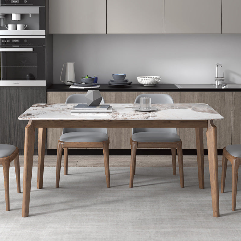 Rectangle Stone Table Modern Standard Height Dining Table with 4 Legs
