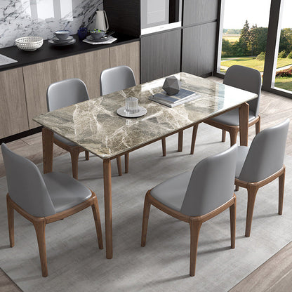 Rectangle Stone Table Modern Standard Height Dining Table with 4 Legs