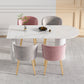 Simple Stone Top Table for Restaurant Oval Table with Three White Pedestal Clearhalo 'Dining Tables & Seating' 'Dining Tables' 'dining_table' 'furn' 'furn_dining_table' 'Furniture' 'Kitchen & Dining Furniture' 5225906