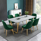 Glam Style Stone Top Table for Restaurant Rectangle Table with Gold Pedestal