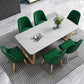 Glam Style Stone Top Table for Restaurant Rectangle Table with Gold Pedestal