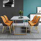 Glam Style Stone Top Table for Restaurant Rectangle Table with Gold Pedestal