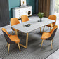 Glam Style Stone Top Table for Restaurant Rectangle Table with Gold Pedestal