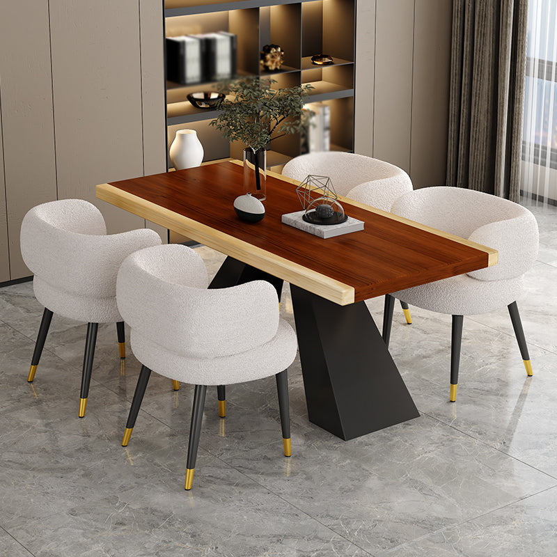 Modern Style Dining Table Solid Wood Rectangle Table with Black Base Double Pedestal 63"L x 31.5"W x 29.5"H Without Chairs Clearhalo 'Dining Tables & Seating' 'Dining Tables' 'dining_table' 'furn' 'furn_dining_table' 'Furniture' 'Kitchen & Dining Furniture' 5225972