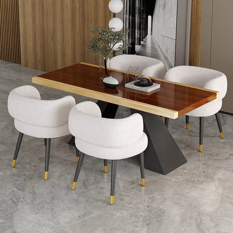 Modern Style Dining Table Solid Wood Rectangle Table with Black Base Double Pedestal 47.2"L x 23.6"W x 29.5"H Without Chairs Clearhalo 'Dining Tables & Seating' 'Dining Tables' 'dining_table' 'furn' 'furn_dining_table' 'Furniture' 'Kitchen & Dining Furniture' 5225974