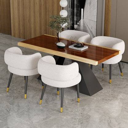 Modern Style Dining Table Solid Wood Rectangle Table with Black Base Double Pedestal 47.2"L x 23.6"W x 29.5"H Without Chairs Clearhalo 'Dining Tables & Seating' 'Dining Tables' 'dining_table' 'furn' 'furn_dining_table' 'Furniture' 'Kitchen & Dining Furniture' 5225974
