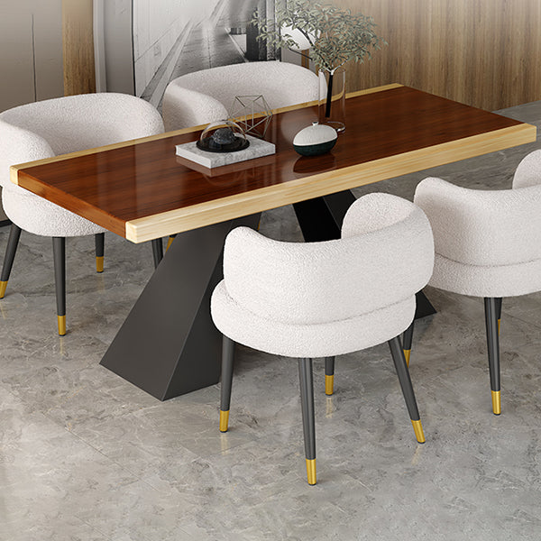 Modern Style Dining Table Solid Wood Rectangle Table with Black Base Double Pedestal 51.2"L x 27.6"W x 29.5"H Without Chairs Clearhalo 'Dining Tables & Seating' 'Dining Tables' 'dining_table' 'furn' 'furn_dining_table' 'Furniture' 'Kitchen & Dining Furniture' 5225975