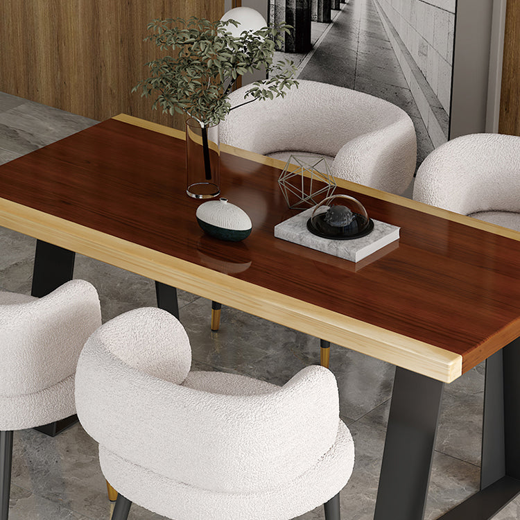 Modern Style Dining Table Solid Wood Rectangle Table with Black Base Clearhalo 'Dining Tables & Seating' 'Dining Tables' 'dining_table' 'furn' 'furn_dining_table' 'Furniture' 'Kitchen & Dining Furniture' 5225978