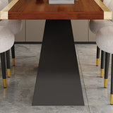 Modern Style Dining Table Solid Wood Rectangle Table with Black Base Clearhalo 'Dining Tables & Seating' 'Dining Tables' 'dining_table' 'furn' 'furn_dining_table' 'Furniture' 'Kitchen & Dining Furniture' 5225980
