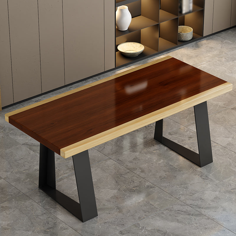 Modern Style Dining Table Solid Wood Rectangle Table with Black Base Clearhalo 'Dining Tables & Seating' 'Dining Tables' 'dining_table' 'furn' 'furn_dining_table' 'Furniture' 'Kitchen & Dining Furniture' 5225981