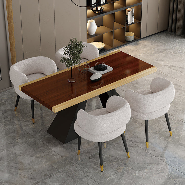 Modern Style Dining Table Solid Wood Rectangle Table with Black Base Clearhalo 'Dining Tables & Seating' 'Dining Tables' 'dining_table' 'furn' 'furn_dining_table' 'Furniture' 'Kitchen & Dining Furniture' 5225982