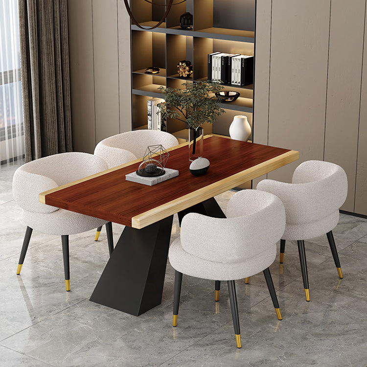 Modern Style Dining Table Solid Wood Rectangle Table with Black Base Clearhalo 'Dining Tables & Seating' 'Dining Tables' 'dining_table' 'furn' 'furn_dining_table' 'Furniture' 'Kitchen & Dining Furniture' 5225984