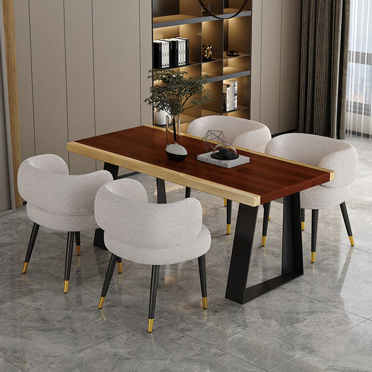 Modern Style Dining Table Solid Wood Rectangle Table with Black Base Clearhalo 'Dining Tables & Seating' 'Dining Tables' 'dining_table' 'furn' 'furn_dining_table' 'Furniture' 'Kitchen & Dining Furniture' 5225985