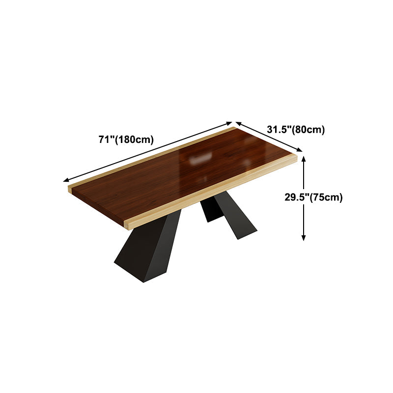 Modern Style Dining Table Solid Wood Rectangle Table with Black Base Clearhalo 'Dining Tables & Seating' 'Dining Tables' 'dining_table' 'furn' 'furn_dining_table' 'Furniture' 'Kitchen & Dining Furniture' 5225996