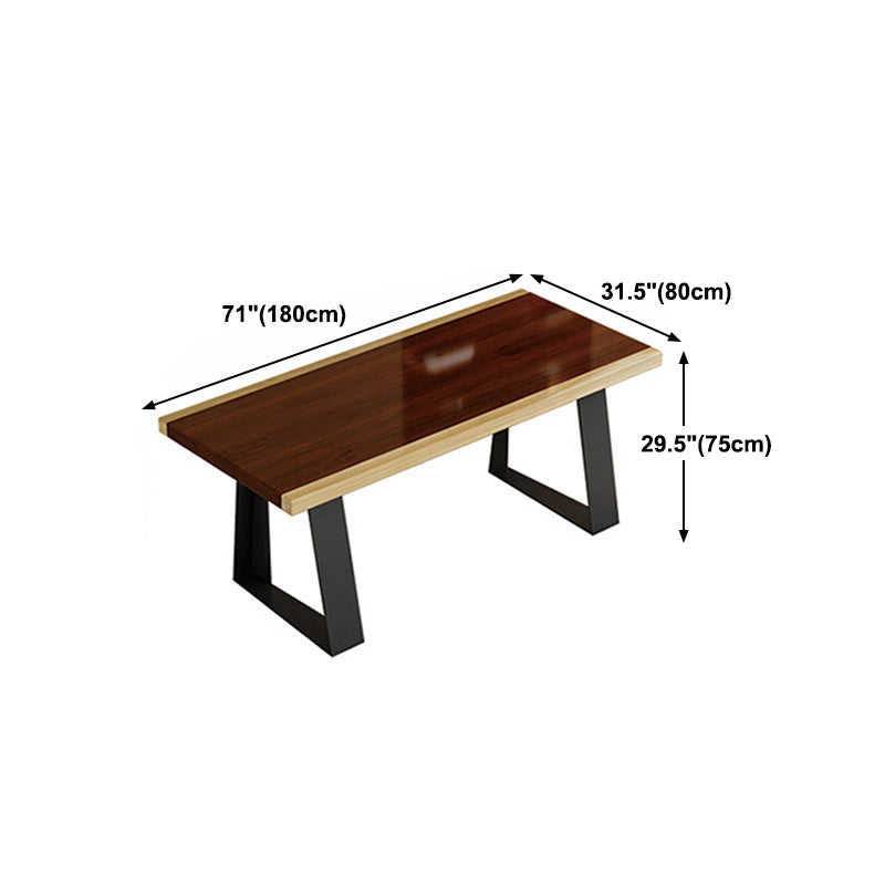Modern Style Dining Table Solid Wood Rectangle Table with Black Base Clearhalo 'Dining Tables & Seating' 'Dining Tables' 'dining_table' 'furn' 'furn_dining_table' 'Furniture' 'Kitchen & Dining Furniture' 5225997