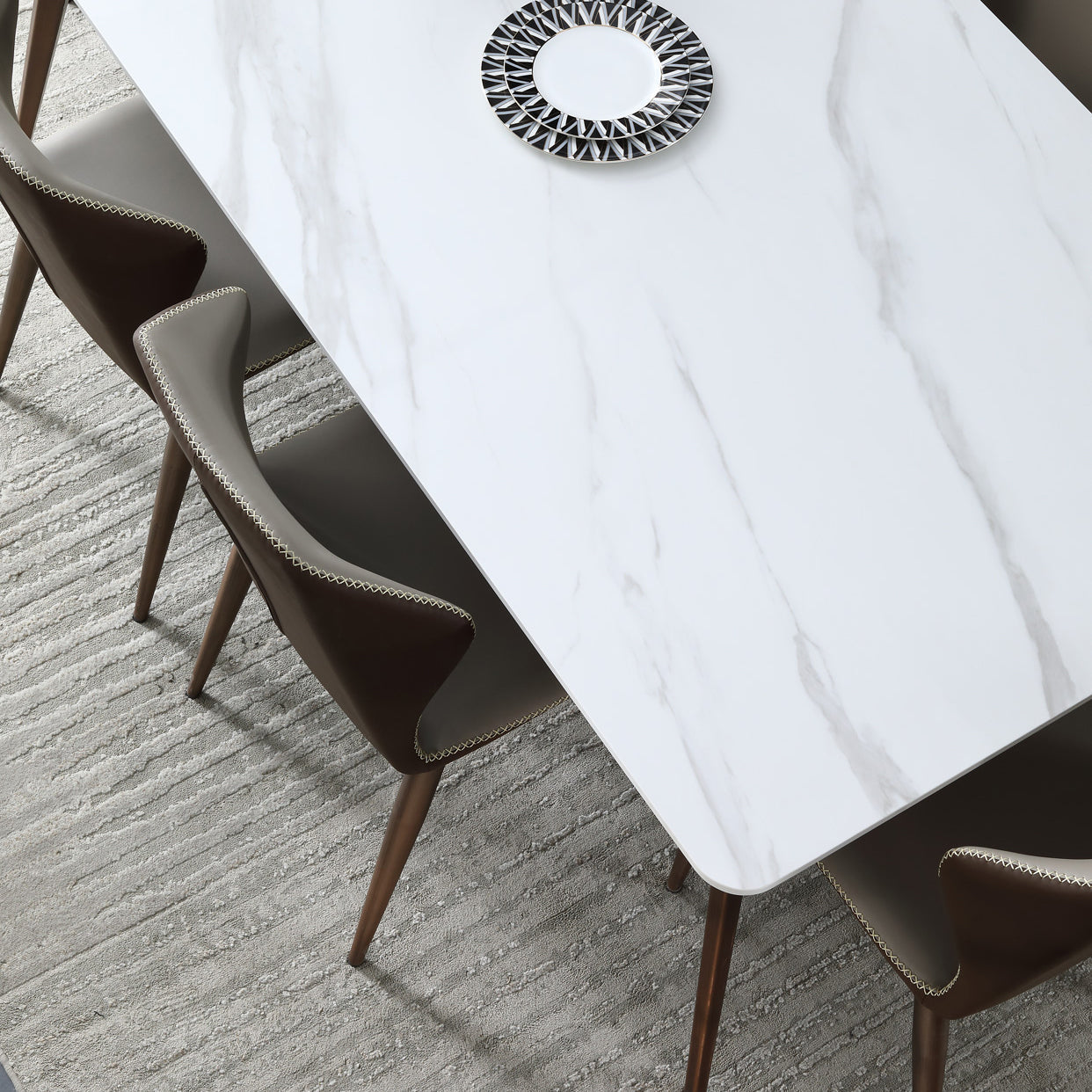 Mesa de comedor rectangular de piedra sinterizada Mesa de cocina moderna para comedor