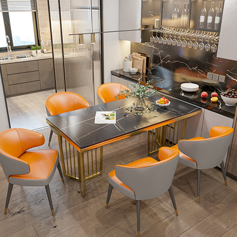 Mesa de piedra rectangular estilo glam para mesa de pedestal de oro del restaurante