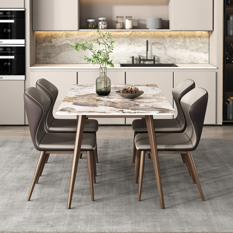 Rectangle Sintered Stone Dining Table Modern Style Dining Room Table Brown 55.1"L x 31.5"W x 29.5"H Without Chairs Clearhalo 'Dining Tables & Seating' 'Dining Tables' 'dining_table' 'furn' 'furn_dining_table' 'Furniture' 'Kitchen & Dining Furniture' 5226036