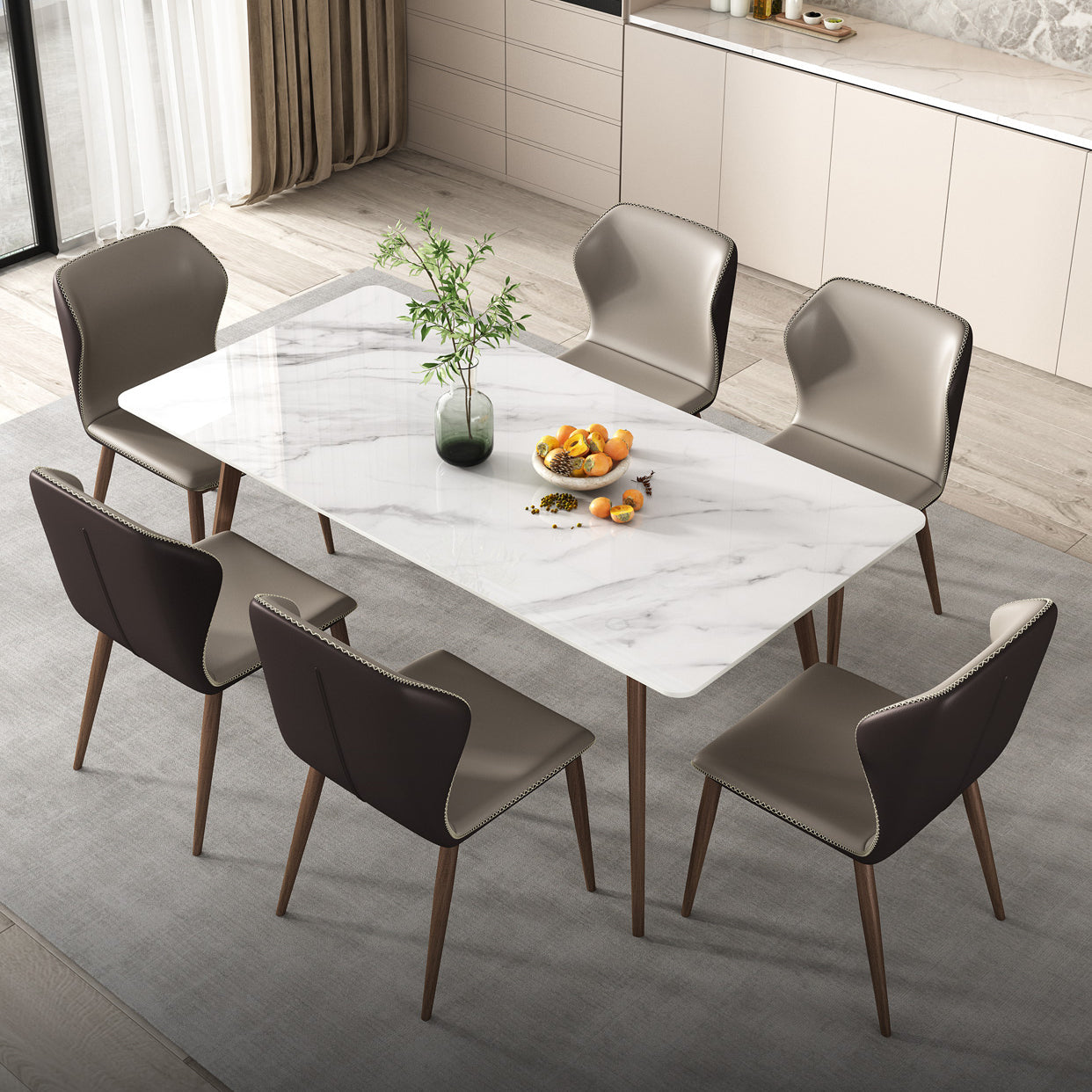 Rectangle Sintered Stone Dining Table Modern Style Dining Room Table White Without Chairs Clearhalo 'Dining Tables & Seating' 'Dining Tables' 'dining_table' 'furn' 'furn_dining_table' 'Furniture' 'Kitchen & Dining Furniture' 5226037