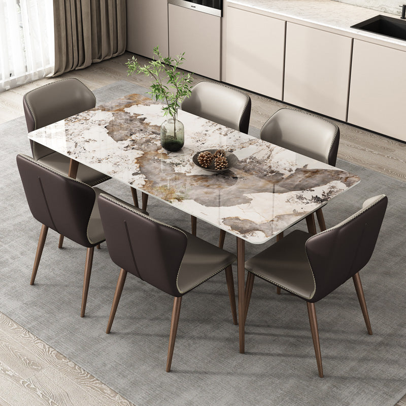 Rectangle Sintered Stone Dining Table Modern Style Dining Room Table Brown 47.2"L x 27.6"W x 29.5"H Without Chairs Clearhalo 'Dining Tables & Seating' 'Dining Tables' 'dining_table' 'furn' 'furn_dining_table' 'Furniture' 'Kitchen & Dining Furniture' 5226041