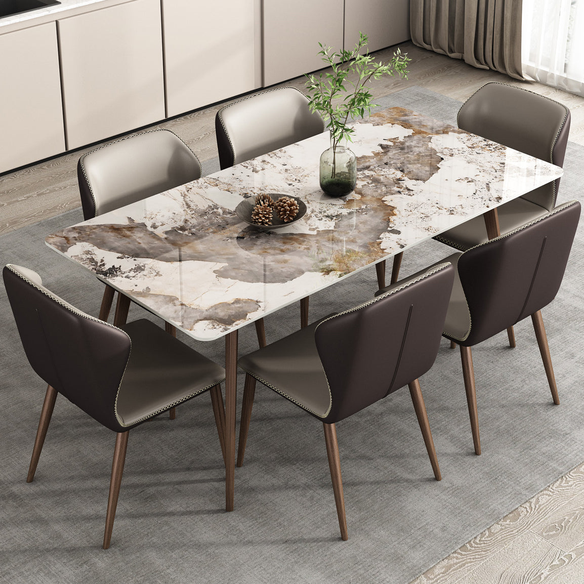 Rectangle Sintered Stone Dining Table Modern Style Dining Room Table Clearhalo 'Dining Tables & Seating' 'Dining Tables' 'dining_table' 'furn' 'furn_dining_table' 'Furniture' 'Kitchen & Dining Furniture' 5226049