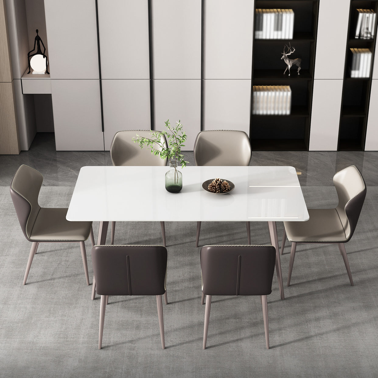 Rectangle 4 Legs Dining Table Modern Sintered Stone Dining Room Table White Without Chairs Clearhalo 'Dining Tables & Seating' 'Dining Tables' 'dining_table' 'furn' 'furn_dining_table' 'Furniture' 'Kitchen & Dining Furniture' 5226078