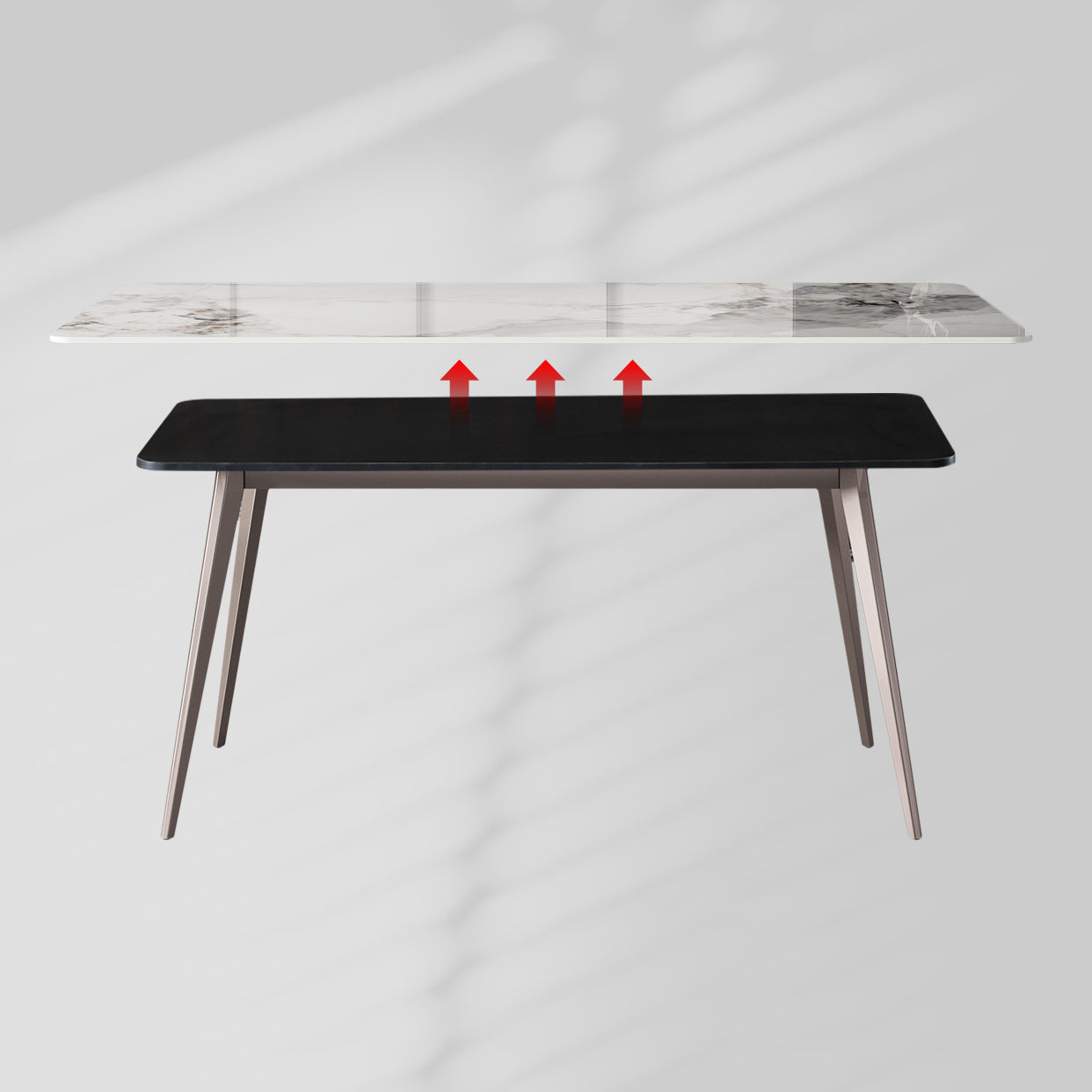 Rectangle 4 Legs Dining Table Modern Sintered Stone Dining Room Table Clearhalo 'Dining Tables & Seating' 'Dining Tables' 'dining_table' 'furn' 'furn_dining_table' 'Furniture' 'Kitchen & Dining Furniture' 5226082