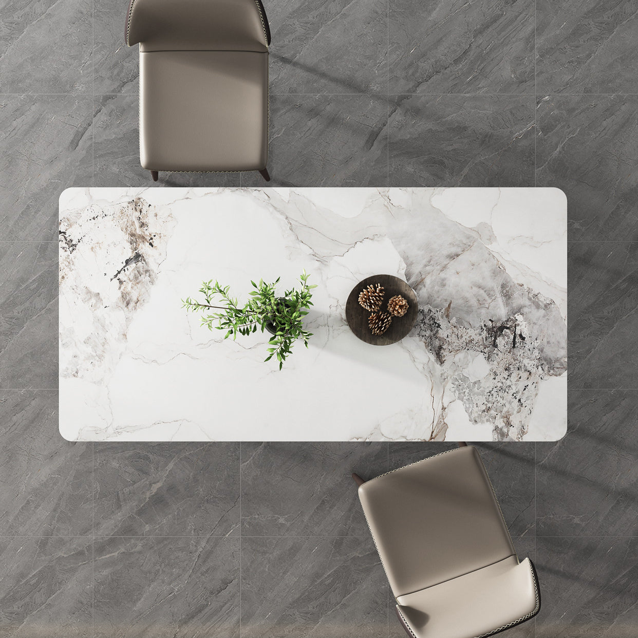 Rectangle 4 Legs Dining Table Modern Sintered Stone Dining Room Table Clearhalo 'Dining Tables & Seating' 'Dining Tables' 'dining_table' 'furn' 'furn_dining_table' 'Furniture' 'Kitchen & Dining Furniture' 5226088