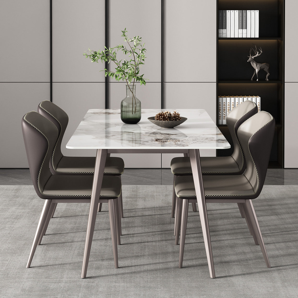 Rectangle 4 Legs Dining Table Modern Sintered Stone Dining Room Table Clearhalo 'Dining Tables & Seating' 'Dining Tables' 'dining_table' 'furn' 'furn_dining_table' 'Furniture' 'Kitchen & Dining Furniture' 5226089