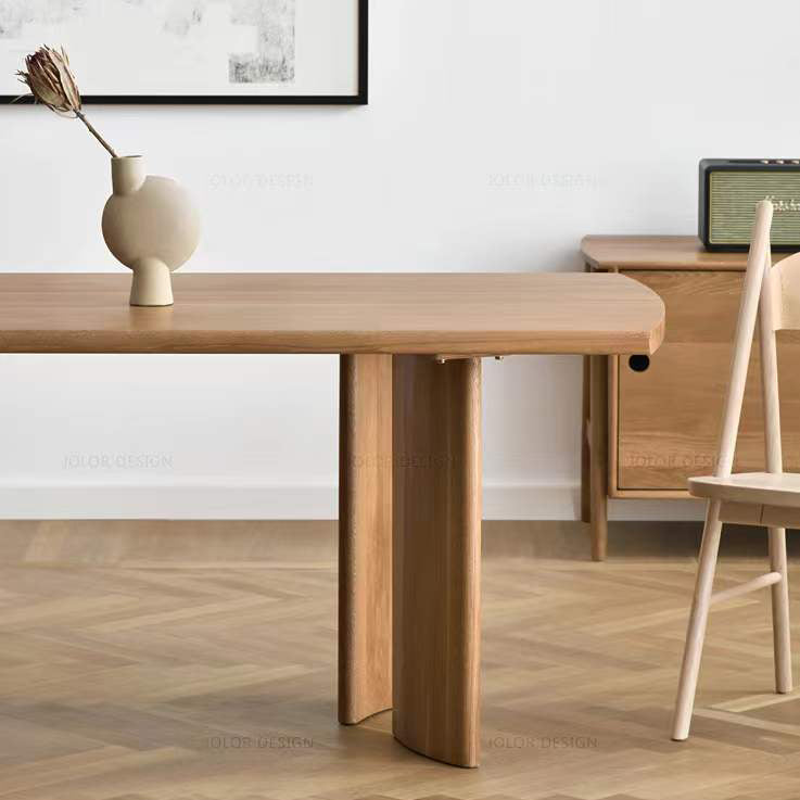Mesa de comedor de madera maciza rectángulo Mesa de comedor moderna de 4 patas