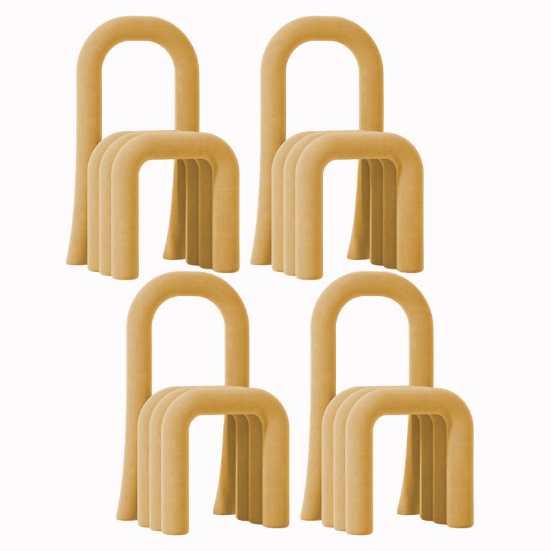 Contemporary Velvet Armless Dining Chairs Metal Dining Chair for Home Use Ginger 4 Piece Set Clearhalo 'Dining Chairs' 'Dining Tables & Seating' 'dining_chair' 'furn' 'furn_dining_chair' 'Furniture' 'Kitchen & Dining Furniture' 5226153