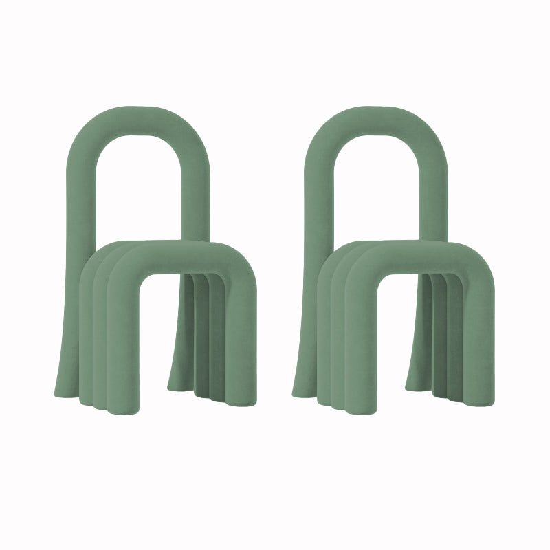 Contemporary Velvet Armless Dining Chairs Metal Dining Chair for Home Use Green 2 Piece Set Clearhalo 'Dining Chairs' 'Dining Tables & Seating' 'dining_chair' 'furn' 'furn_dining_chair' 'Furniture' 'Kitchen & Dining Furniture' 5226158