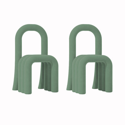 Contemporary Velvet Armless Dining Chairs Metal Dining Chair for Home Use Green 2 Piece Set Clearhalo 'Dining Chairs' 'Dining Tables & Seating' 'dining_chair' 'furn' 'furn_dining_chair' 'Furniture' 'Kitchen & Dining Furniture' 5226158