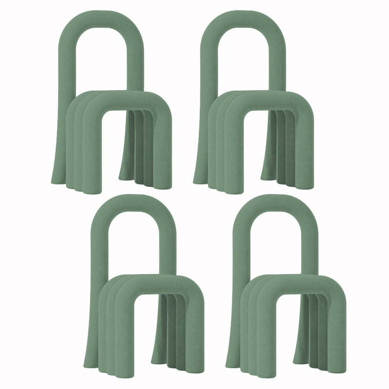 Contemporary Velvet Armless Dining Chairs Metal Dining Chair for Home Use Green 4 Piece Set Clearhalo 'Dining Chairs' 'Dining Tables & Seating' 'dining_chair' 'furn' 'furn_dining_chair' 'Furniture' 'Kitchen & Dining Furniture' 5226161