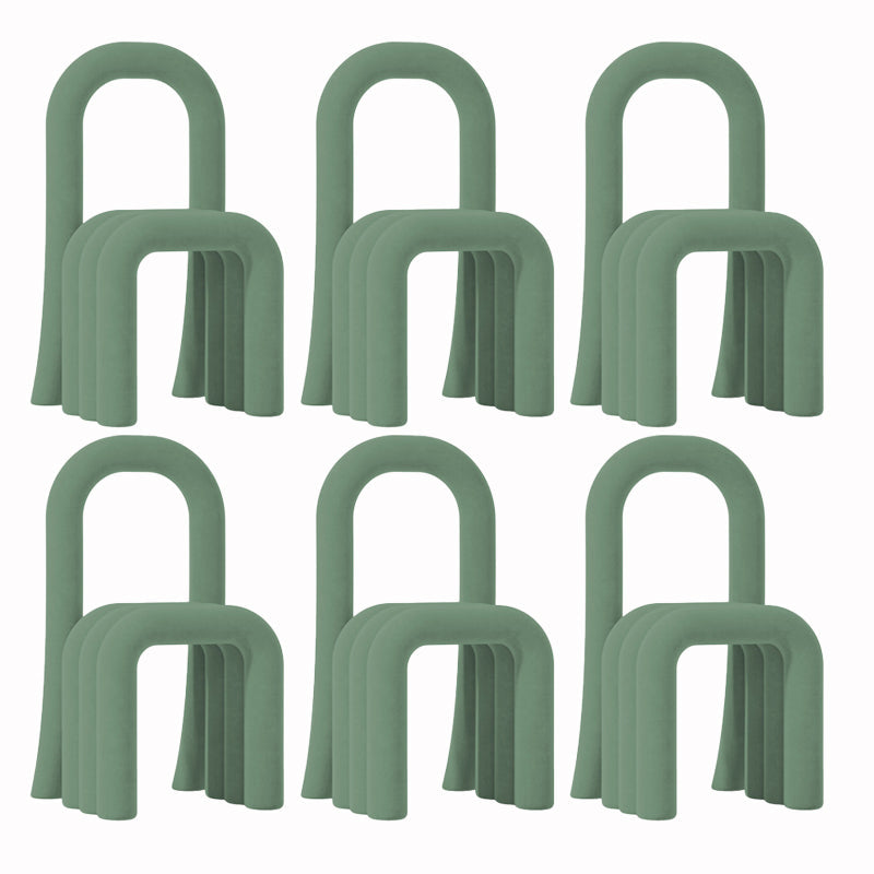 Contemporary Velvet Armless Dining Chairs Metal Dining Chair for Home Use Green 6 Piece Set Clearhalo 'Dining Chairs' 'Dining Tables & Seating' 'dining_chair' 'furn' 'furn_dining_chair' 'Furniture' 'Kitchen & Dining Furniture' 5226163