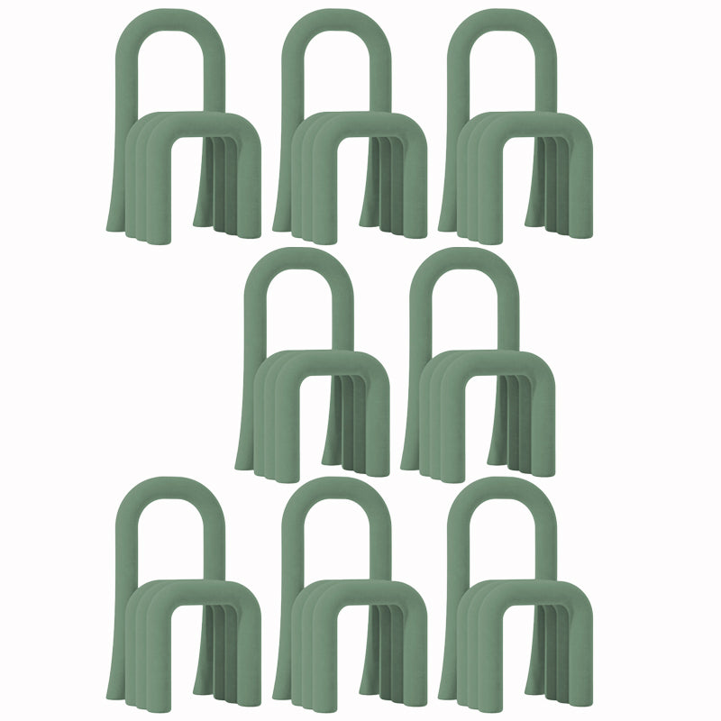 Contemporary Velvet Armless Dining Chairs Metal Dining Chair for Home Use Green 8 Piece Set Clearhalo 'Dining Chairs' 'Dining Tables & Seating' 'dining_chair' 'furn' 'furn_dining_chair' 'Furniture' 'Kitchen & Dining Furniture' 5226165