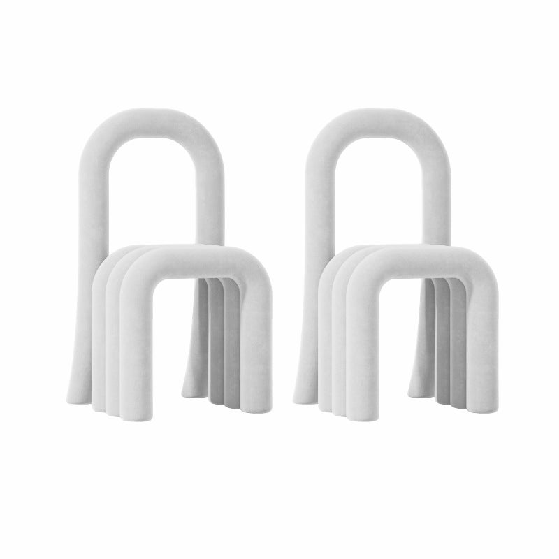 Contemporary Velvet Armless Dining Chairs Metal Dining Chair for Home Use White 2 Piece Set Clearhalo 'Dining Chairs' 'Dining Tables & Seating' 'dining_chair' 'furn' 'furn_dining_chair' 'Furniture' 'Kitchen & Dining Furniture' 5226167