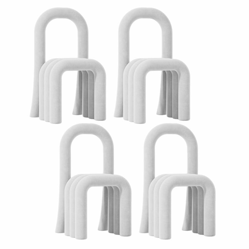 Contemporary Velvet Armless Dining Chairs Metal Dining Chair for Home Use White 4 Piece Set Clearhalo 'Dining Chairs' 'Dining Tables & Seating' 'dining_chair' 'furn' 'furn_dining_chair' 'Furniture' 'Kitchen & Dining Furniture' 5226170