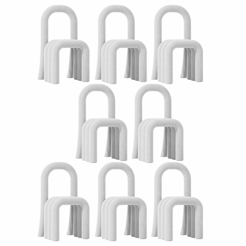 Contemporary Velvet Armless Dining Chairs Metal Dining Chair for Home Use White 8 Piece Set Clearhalo 'Dining Chairs' 'Dining Tables & Seating' 'dining_chair' 'furn' 'furn_dining_chair' 'Furniture' 'Kitchen & Dining Furniture' 5226173