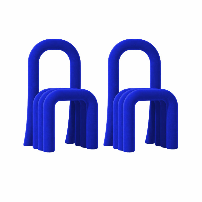 Contemporary Velvet Armless Dining Chairs Metal Dining Chair for Home Use Royal Blue 2 Piece Set Clearhalo 'Dining Chairs' 'Dining Tables & Seating' 'dining_chair' 'furn' 'furn_dining_chair' 'Furniture' 'Kitchen & Dining Furniture' 5226176