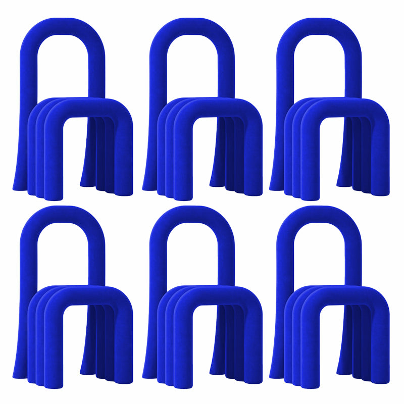 Contemporary Velvet Armless Dining Chairs Metal Dining Chair for Home Use Royal Blue 6 Piece Set Clearhalo 'Dining Chairs' 'Dining Tables & Seating' 'dining_chair' 'furn' 'furn_dining_chair' 'Furniture' 'Kitchen & Dining Furniture' 5226178