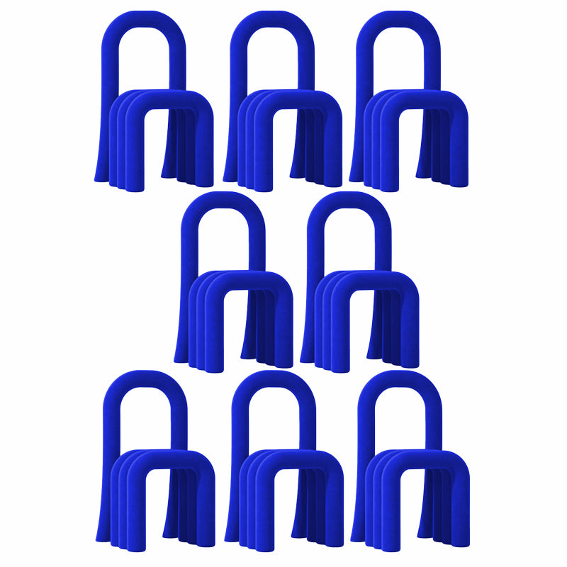 Contemporary Velvet Armless Dining Chairs Metal Dining Chair for Home Use Royal Blue 8 Piece Set Clearhalo 'Dining Chairs' 'Dining Tables & Seating' 'dining_chair' 'furn' 'furn_dining_chair' 'Furniture' 'Kitchen & Dining Furniture' 5226179
