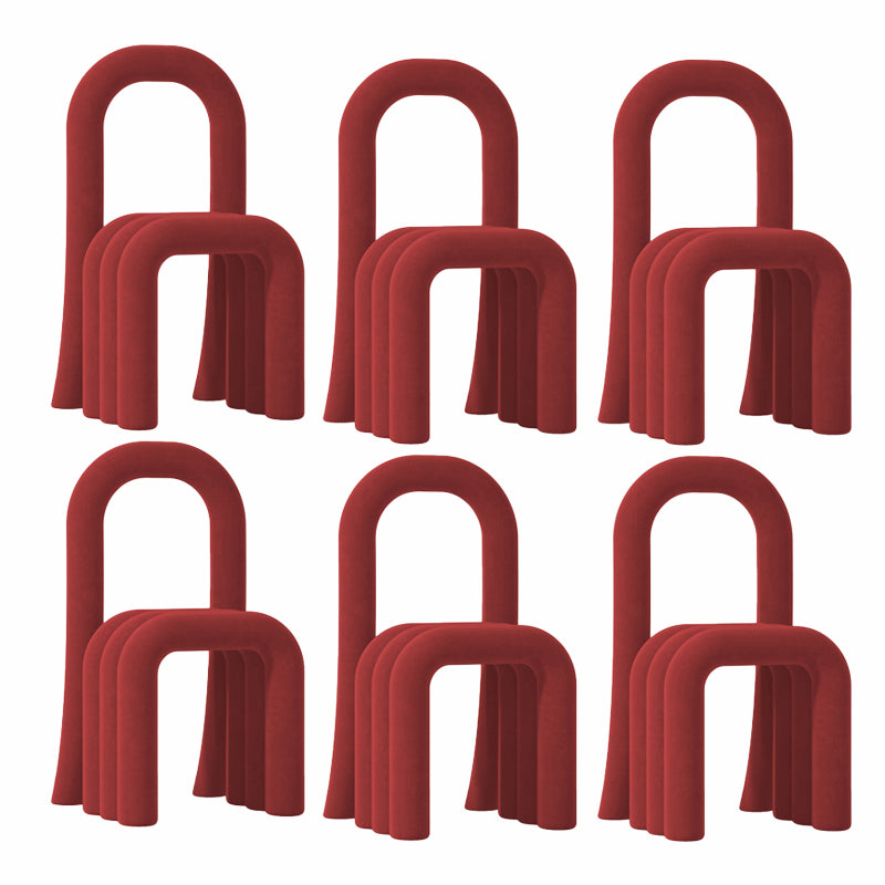 Contemporary Velvet Armless Dining Chairs Metal Dining Chair for Home Use Red 6 Piece Set Clearhalo 'Dining Chairs' 'Dining Tables & Seating' 'dining_chair' 'furn' 'furn_dining_chair' 'Furniture' 'Kitchen & Dining Furniture' 5226182