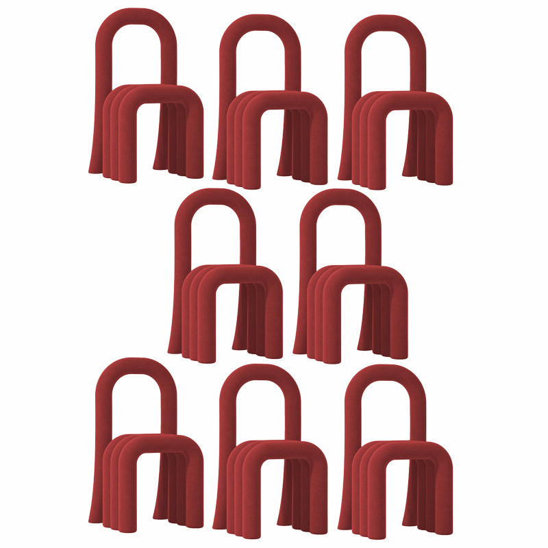 Contemporary Velvet Armless Dining Chairs Metal Dining Chair for Home Use Red 8 Piece Set Clearhalo 'Dining Chairs' 'Dining Tables & Seating' 'dining_chair' 'furn' 'furn_dining_chair' 'Furniture' 'Kitchen & Dining Furniture' 5226183