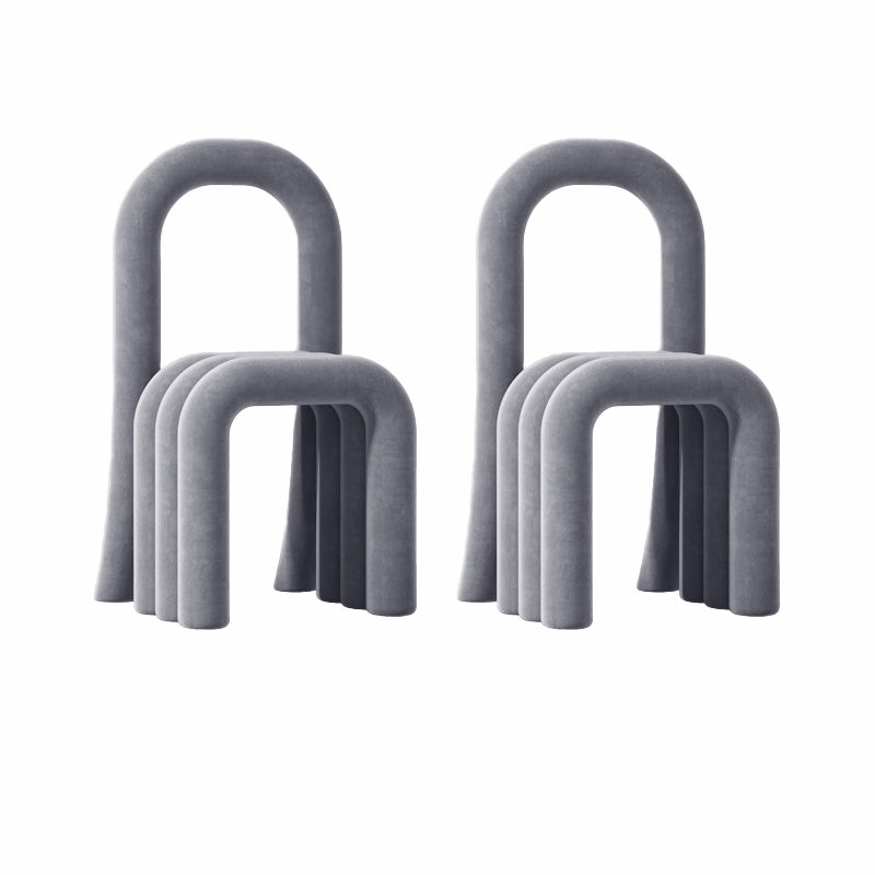 Contemporary Velvet Armless Dining Chairs Metal Dining Chair for Home Use Light Gray 2 Piece Set Clearhalo 'Dining Chairs' 'Dining Tables & Seating' 'dining_chair' 'furn' 'furn_dining_chair' 'Furniture' 'Kitchen & Dining Furniture' 5226184