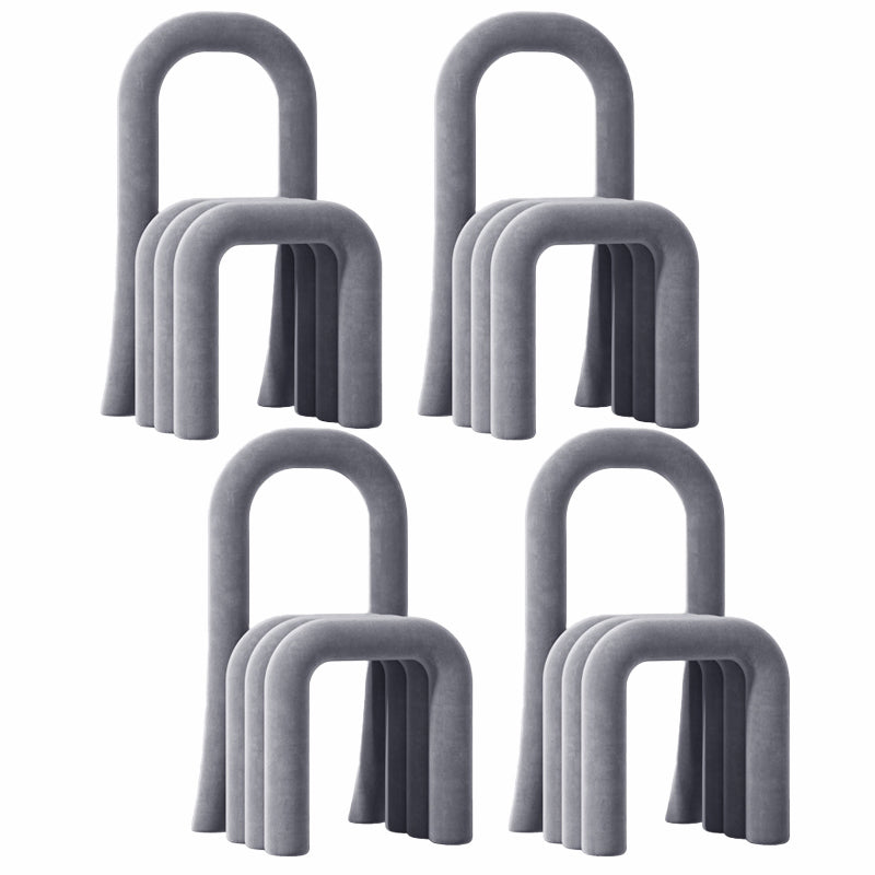 Contemporary Velvet Armless Dining Chairs Metal Dining Chair for Home Use Light Gray 4 Piece Set Clearhalo 'Dining Chairs' 'Dining Tables & Seating' 'dining_chair' 'furn' 'furn_dining_chair' 'Furniture' 'Kitchen & Dining Furniture' 5226185
