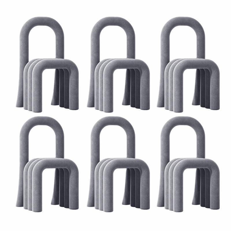 Contemporary Velvet Armless Dining Chairs Metal Dining Chair for Home Use Light Gray 6 Piece Set Clearhalo 'Dining Chairs' 'Dining Tables & Seating' 'dining_chair' 'furn' 'furn_dining_chair' 'Furniture' 'Kitchen & Dining Furniture' 5226186