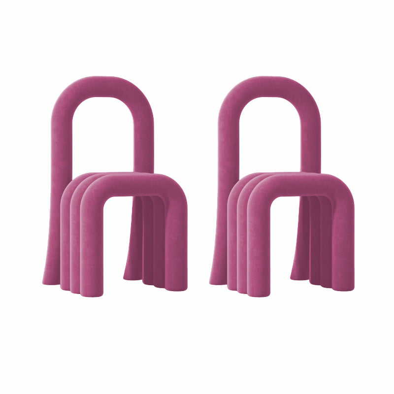 Contemporary Velvet Armless Dining Chairs Metal Dining Chair for Home Use Purple-Red 2 Piece Set Clearhalo 'Dining Chairs' 'Dining Tables & Seating' 'dining_chair' 'furn' 'furn_dining_chair' 'Furniture' 'Kitchen & Dining Furniture' 5226188